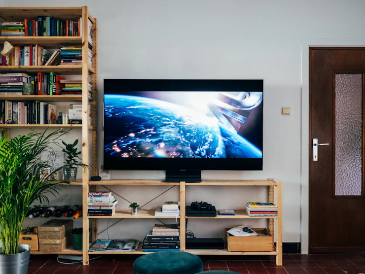 Flat-screen television in a living room