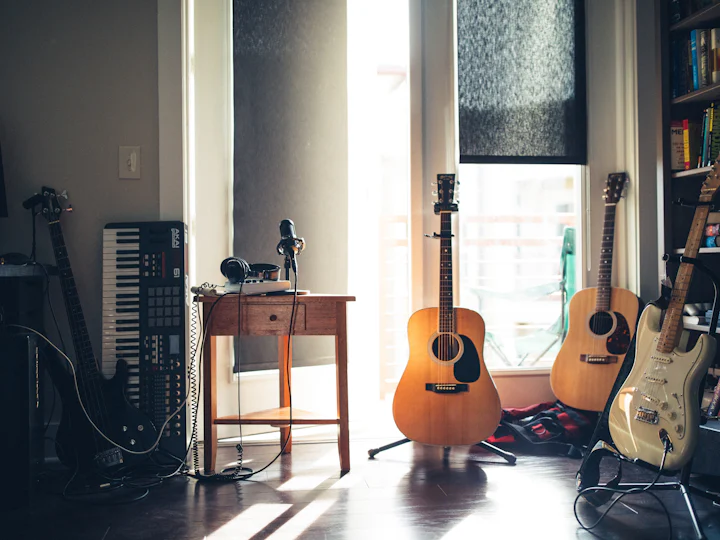 Guitars in a music studio