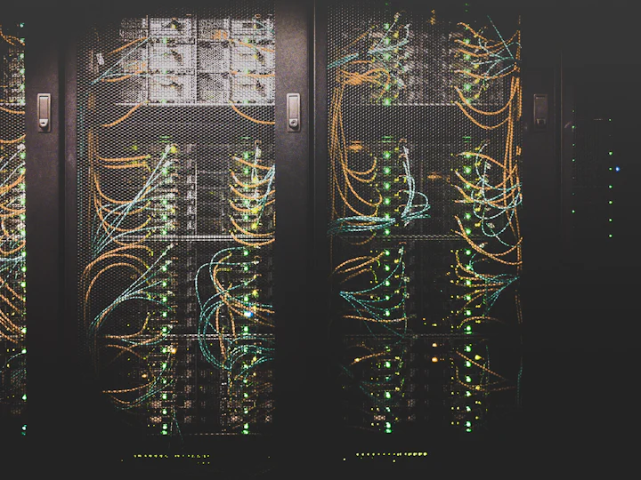 Network cables connected to a switch